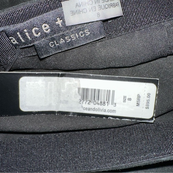 Alice + Olivia Lamb Leather Ruched Tulip Wrap Mini Skirt in Black Size 8 - Picture 5 of 8